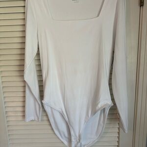 Old Navy White Square Neck Bodysuit
